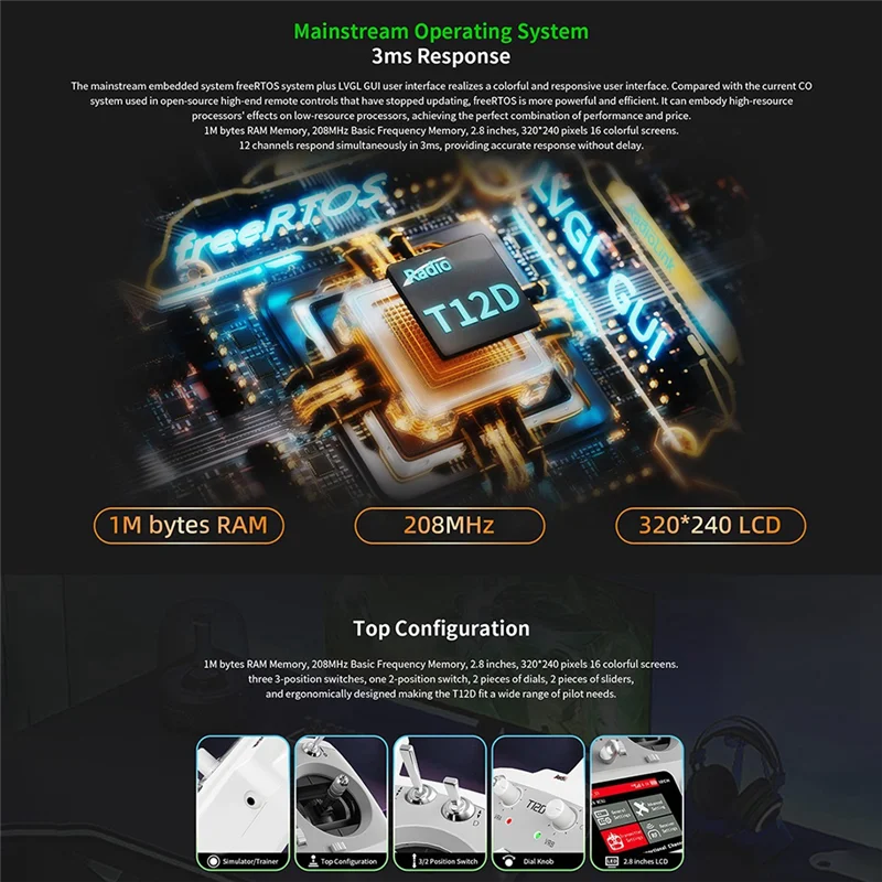 

ODIES-For Radiolink T12D 12CH RC Transmitter+R12F Receiver 2.4Ghz Remote Controller For FPV Drone Fixed Wing Airplane Car R