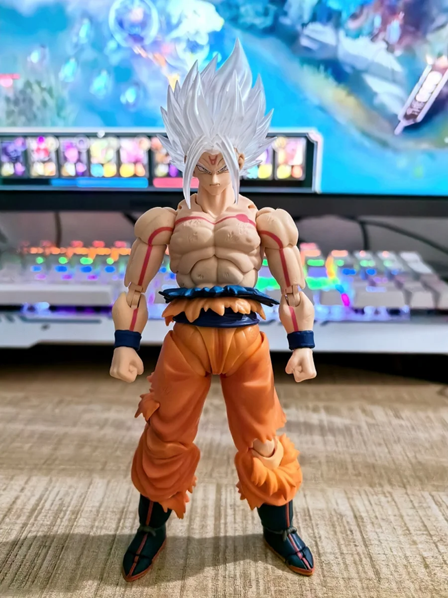 

Dragon Ball Super Saiyan Super Warrior Awakens Shf Awakening Son Goku Action Figure Silver Hair Head Carving Accessory Package