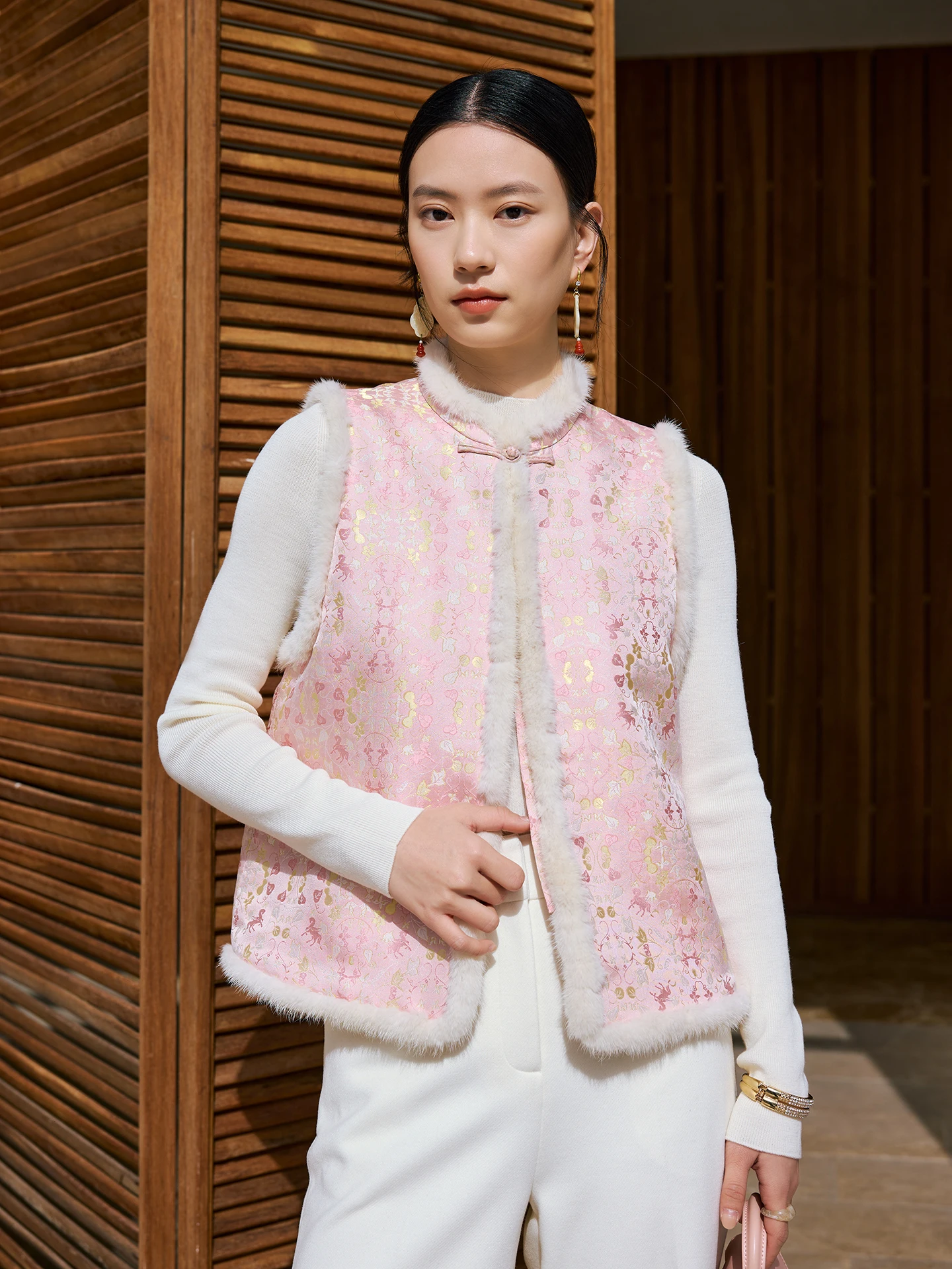 

Жилет Mas&Jm Silk Song Jin осенне-зимний хлопковый с воротником из норки, женское теплое пальто из искусственного меха, китайский стиль, утепленный наполнитель