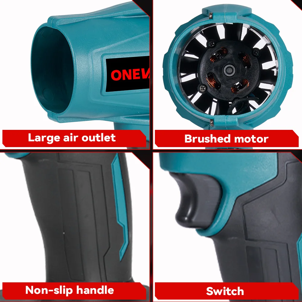 ONEVAN 150M/S Electric Turbo Fan Blowers 1200W Handheld Cordless Air Blower Violent Home Car Power Tool for Makita 18V Battery