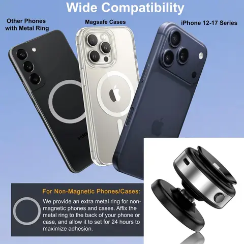 Soporte para teléfono con ventosa, soporte magnético para teléfono con adsorción de vacío eléctrica para Magsafe iPhone, coche, gimnasio, cocina, soporte de escritorio