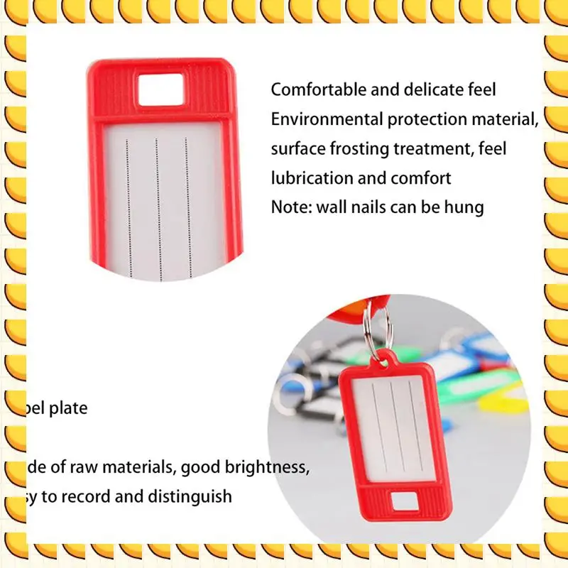

BAAU 200 Pieces Tough Plastic Key Tags Oval Shaped Label Tag With Window And Split Ring,Blank Labeling Tags 5 Colors