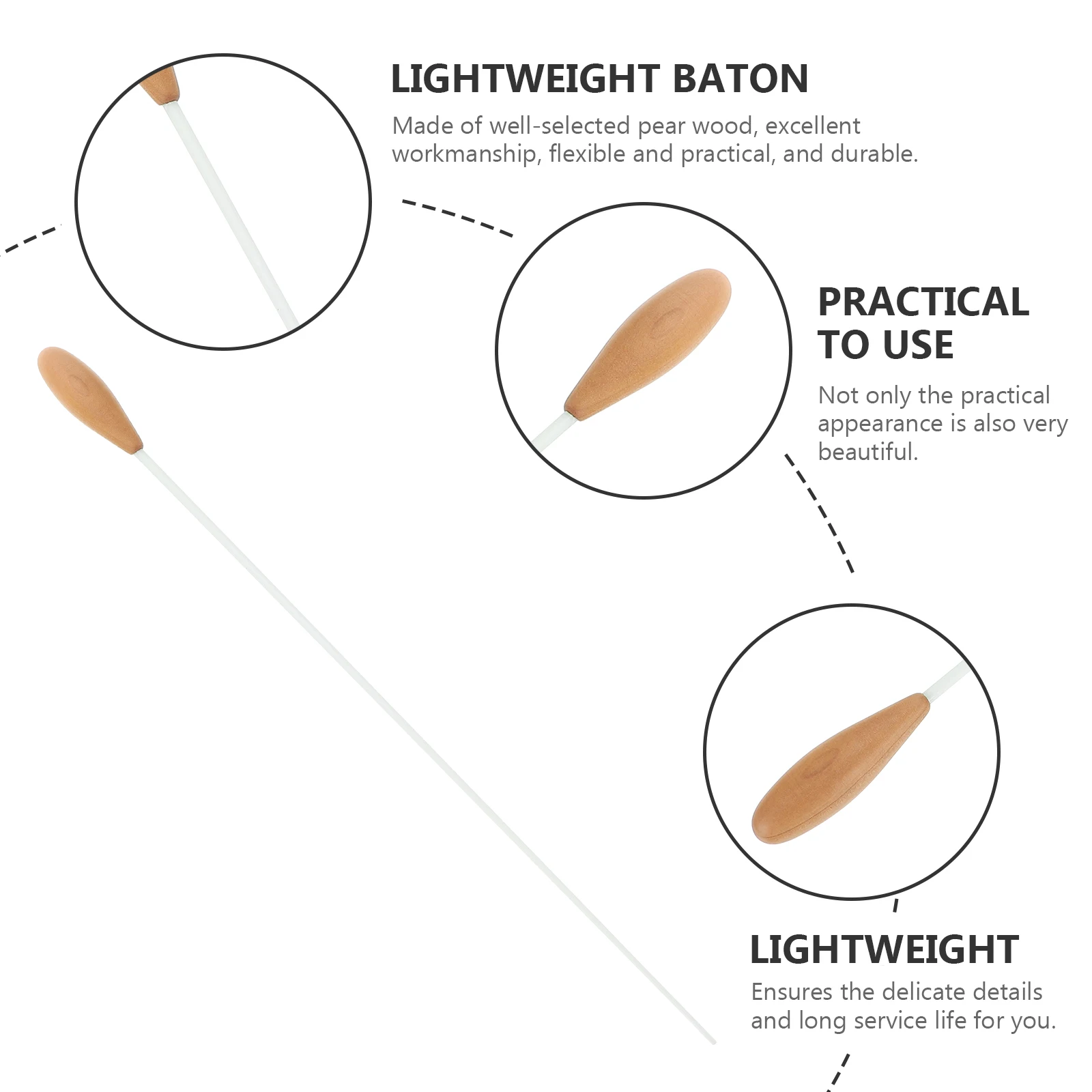 

Wood Conducting Baton Lightweight Durable Natural Wood Baton For Concert Show Performance Outdoor Flexible Practical