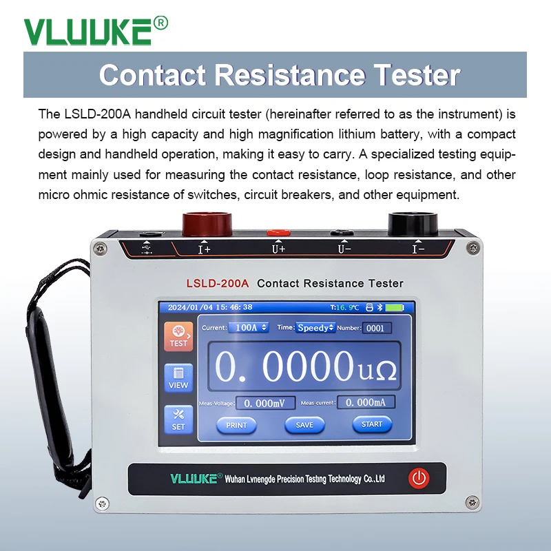 VLUUKE LSLD-200A 220V Handheld Circuit Contact Resistance Tester Loop Resistance Tester
