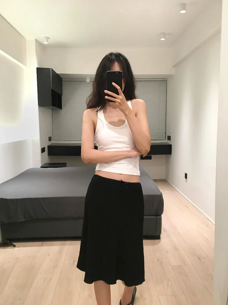 Romantic Vaion Retro Pure Desire American Hot Girl Lace Trim f Skirt Women Summer Low Waist mid Length Fi Tail Skirt