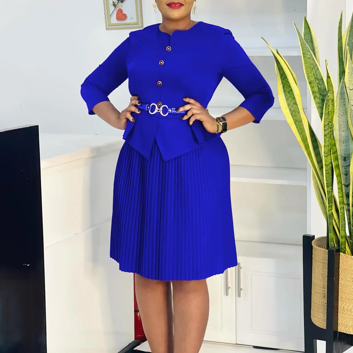 

Customized Solid 2025 Lantern Long Sleeve Plus Size Dress Women Large Draped Big Dresses Lady Spring Party Tight Curvy Dress