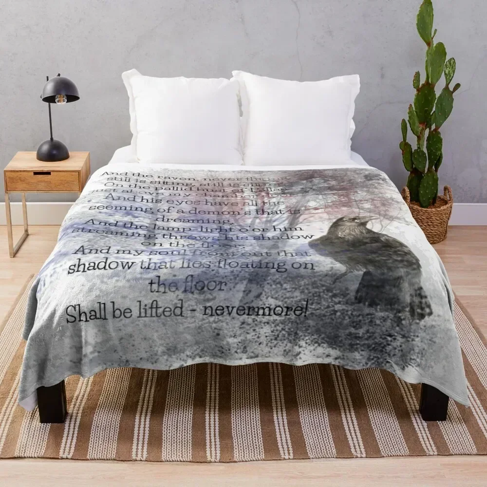 Edgar Allan Poe Poem The Raven Throw Blanket halloween Hairy Blankets