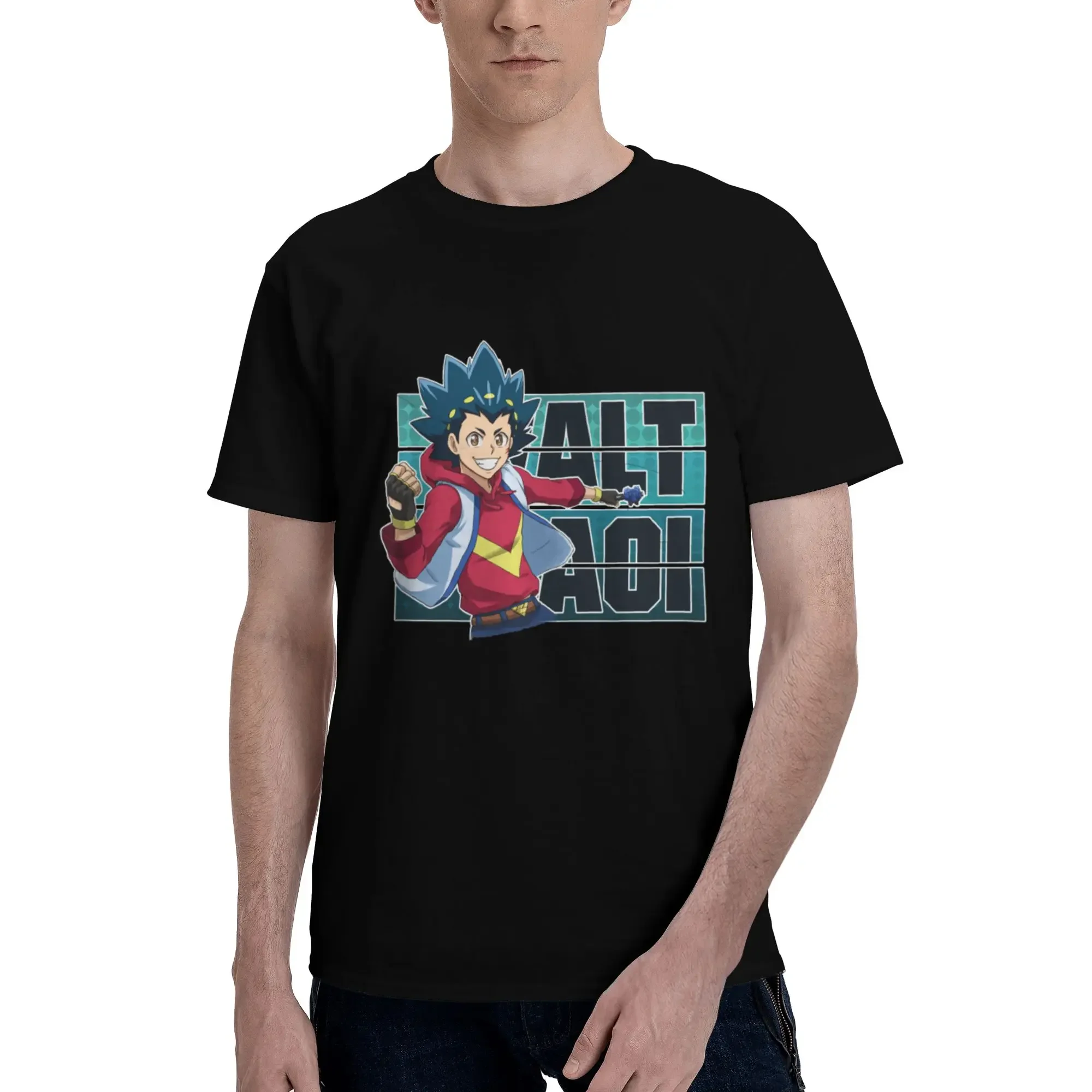 Valt Aoi Beyblade Burst Surge Sparking 100% Cotton T-Shirt Men's Fashion T Shirts Men Round Neck Short Sleeve S-6XL