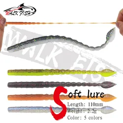 WALK FISH 10PCS New Flatworm Floating Soft Bug Soft Baits 110mm 2.2g Artificial For Bass Fish Tackle Fishing Lure
