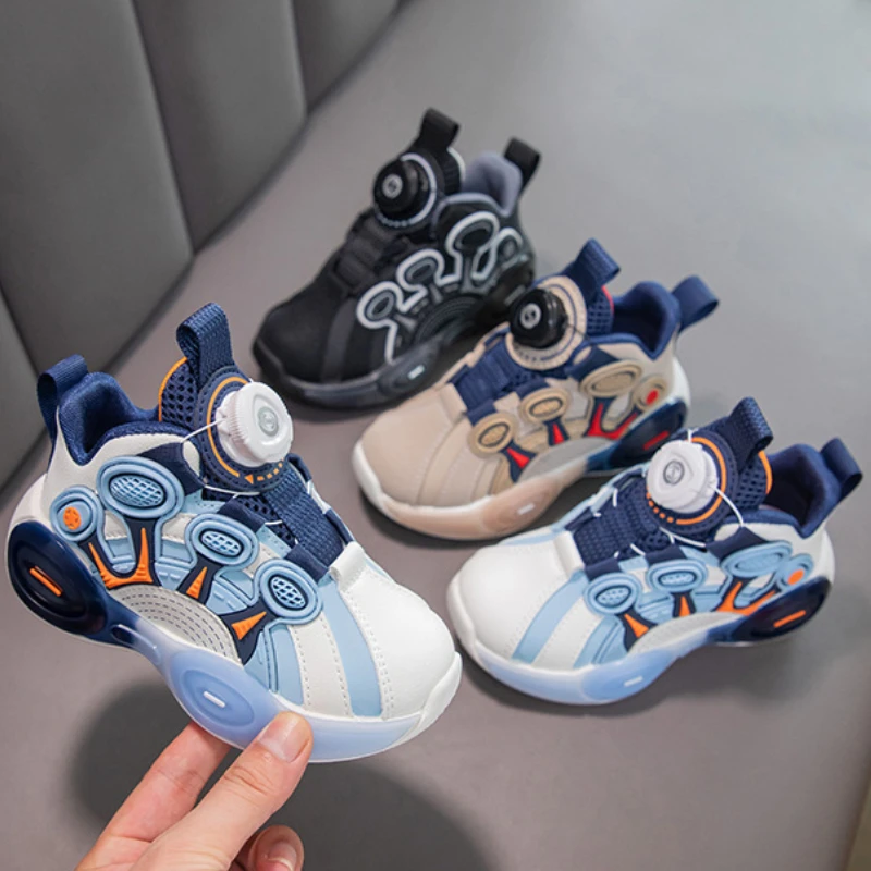 

Autumn Kid Sneakers New Fashion Comfort Boy Shoes Soft Sole Anti Slip Cartoon Casual Shoe Trendy Classic Rotate Button Kid Shoes