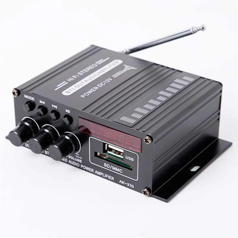 AK370 Home Digital Amplifier Mini Hifi Bluetooth Audio Power Amplifier for SD Card U Disk Aux Speaker Mp3 Stereo Sound