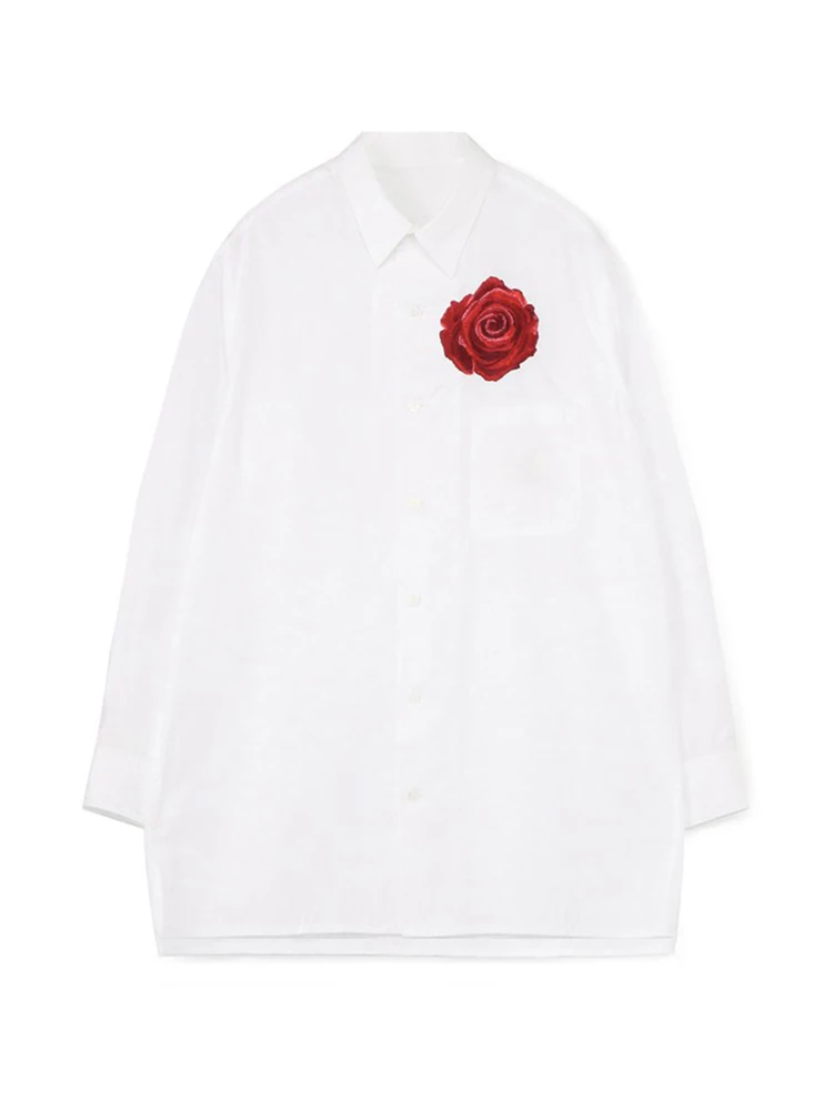 MAMELICCE Flower Embroidery Shirt Loose and large can be worn for both men and women fashionable and comfortable