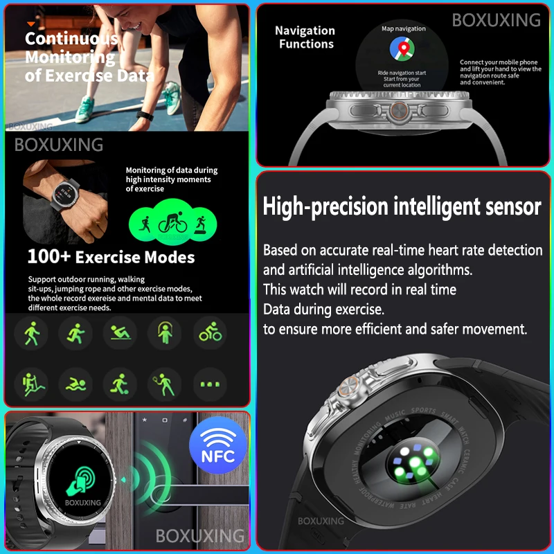 Nowy Smartwatch 8 Classic 2025 dla mężczyzn, ekran AMOLED, połączenia Bluetooth, śledzenie GPS, pomiar tętna, wodoodporność IP68, smartwatch kompatybilny z Samsung