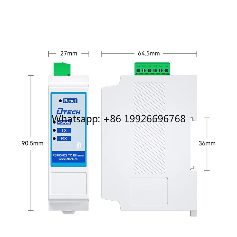 

DTECH Serial Port Rail Networking Communication Converter RS485/ RS422 to Ethernet /TCP/IP Server