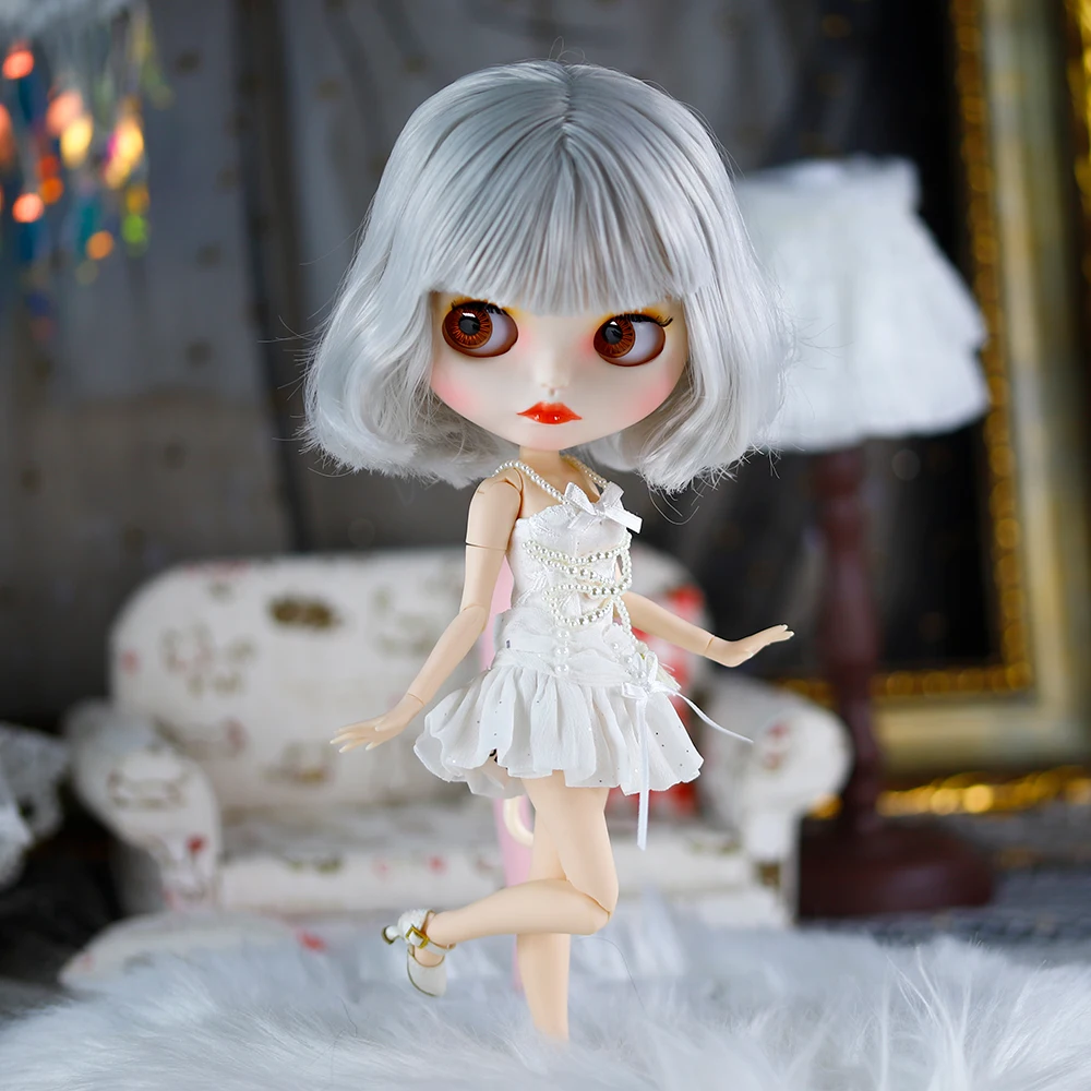 ICY DBS Blyth Doll Pearl White Skirt 1/6 BJD Cute Little Rabbit Police Set Anime Girl Toy Gift SD