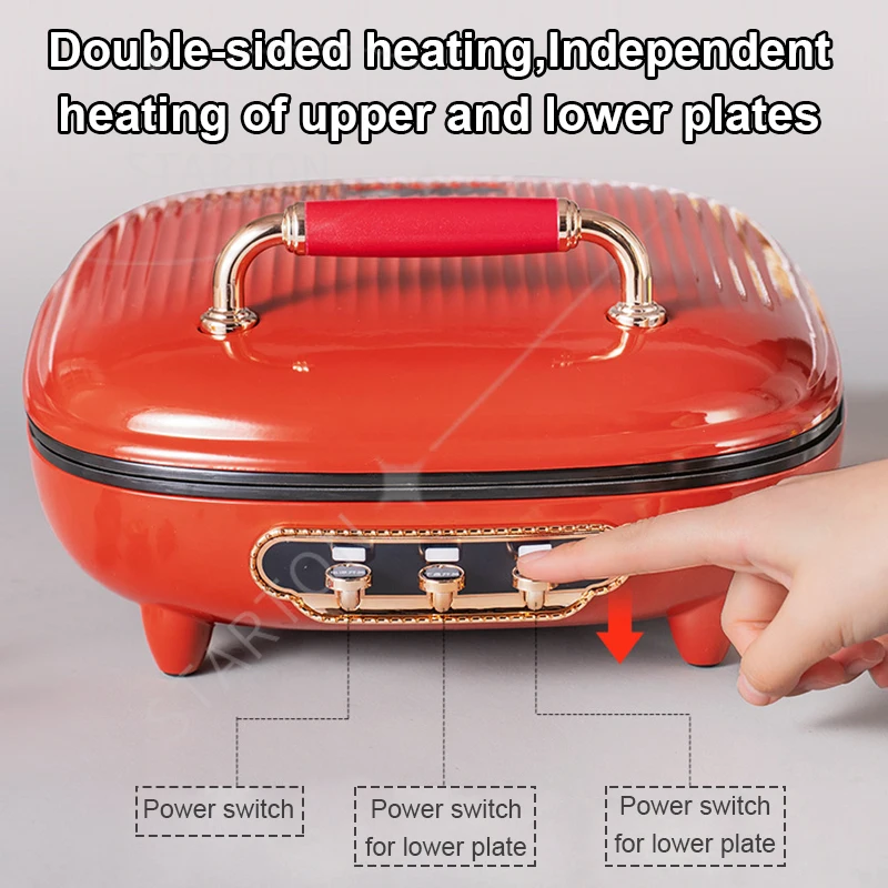 

Crepe Maker Double Side Heating Skillet Pancake Pot Pizza Steak Frying Pan Machine Barbecue Grill Pie BBQ Griddle