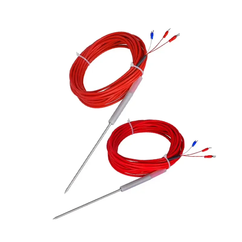 k Type Temperature Sensor Penetration PT100 Thermal Resistor Thermometer Probe for Food Soil Meat