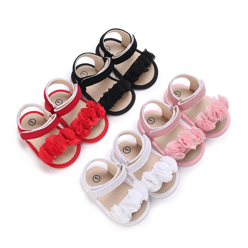 Baby girls' fashionable flower sandals, the first walking shoe with slip resistant soles, comfortable walking shoes