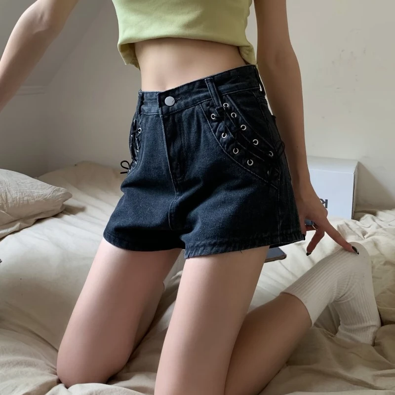 Summer New Casual Denim Shorts Women Korean Style Solid Color Loose Straight High Waist Office Lady Versatile Short Pants Female