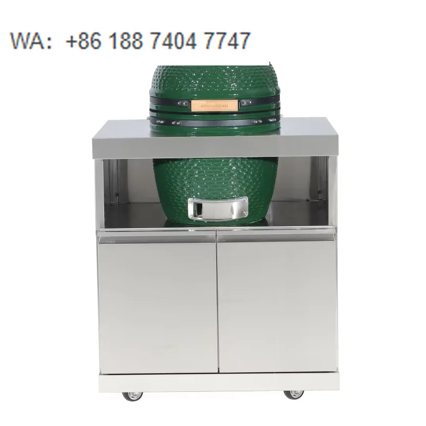 

Courtyard 18-Inch Ceramic Kamado Grill with Cabinet Stainless Steel 304 BBQ Egg Green Charcoal Green Egg Grill