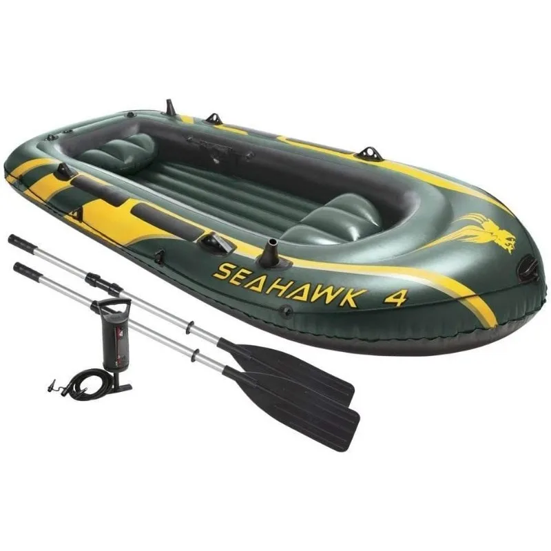 

Seahawk Inflatable Boat Series: Includes Deluxe Aluminum Oars and High-Output Pump – SuperStrong PVC – Fishing Rod Holders