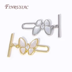 18K Gold Plated Brass Butterfly Toggle Clasp For Necklace Jewelry Making Supplies, Inlaid Zircon OT Clasp DIY Jewellery Crafts