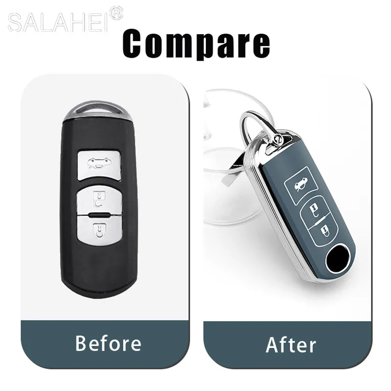 Car Key Case Cover For Mazda 2 3 6 Axela Atenza Demio CX-5 CX5 CX-3 CX-7 CX8 CX-9 2016 2017 2018 2/3 Buttons Interior Accessorie