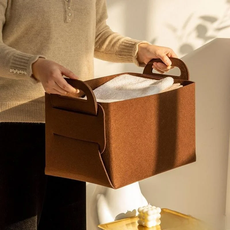 

Nordic Thiened Felt Portable Storage Box Snas Toys Miscellaneous Storage Dir Clothes Basket Home Use Non-Woven Fabric
