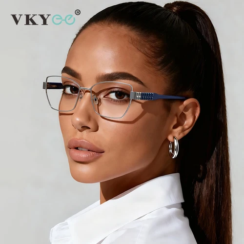 Imagen 2 del producto VKYEE, diseño de marco pequeño rectangular a la moda, fotocromático, antiluz azul, lectura, prescripción personalizable para mujer PFD3168