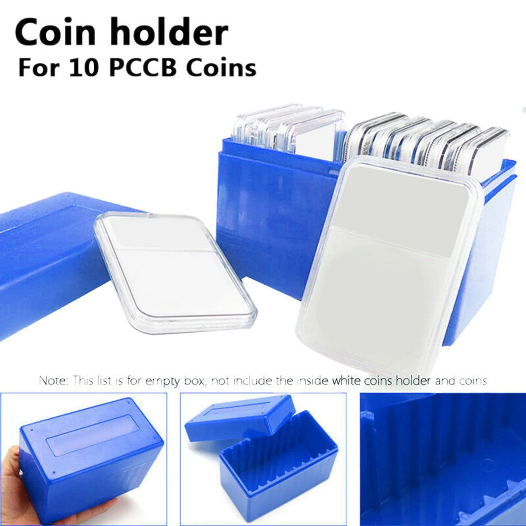 AC23-3X Square Plastic 10 Coin Capacity Holder Slab Storage Box Case Fit For PCCB NGC PCGS