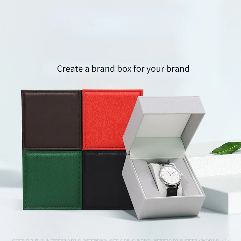 Free Custom Logo Text Watch Case Gift Packaging Special Car Line Flip PU Leather Storage Watch Box Display Brand Organizador