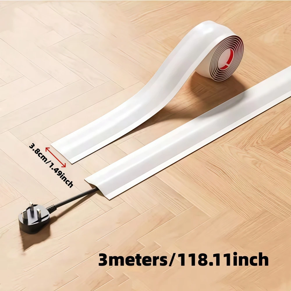 1pc 118.11in High Quality Soft Cord Cover PVC Flexible Floor Cable Cover Durable Cable Management PVC Cord Cover Floor