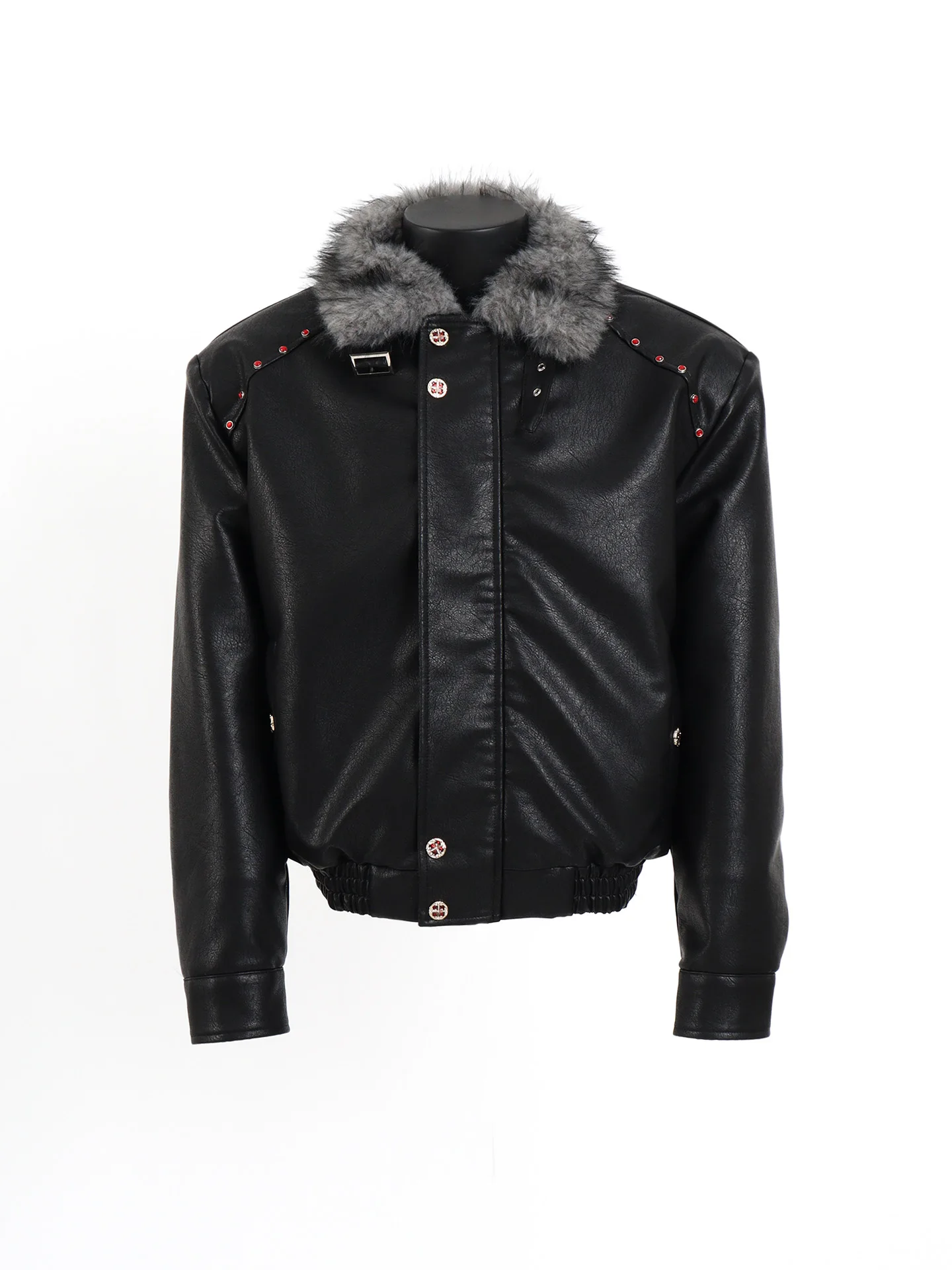 

Starlit Men's Winter Thiened Fce Lined Jaet Mountain Eagle Design PU Leather Jaet Youth Faion ort Sle