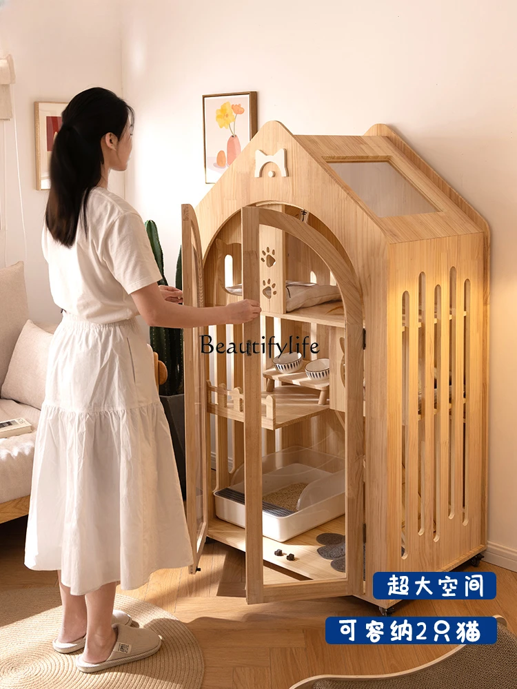 12Cat Villa Solid Wood Cat Cage Oversized Home Indoor Cat Castle