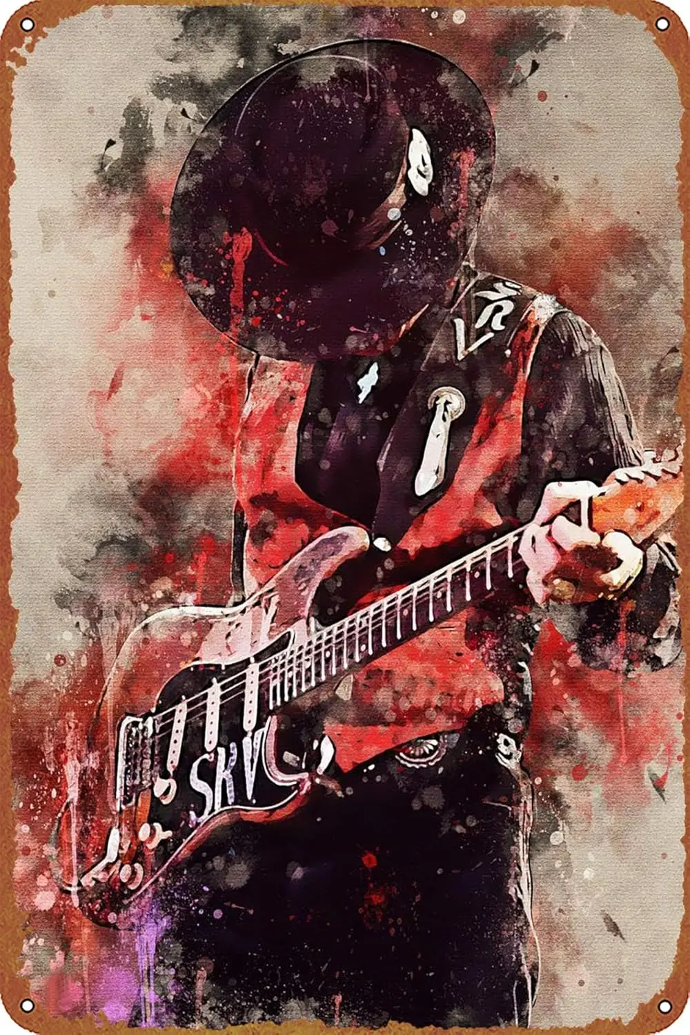 Artist Stevie Ray Vaughan Music Poster Metal Tin Sign Retro Wall Signs for Home Cafe Bar Pub Wall Decor 8x12 inch sign