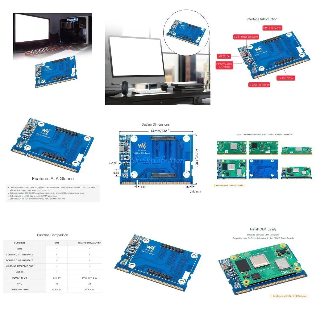 

E65E CM4 до CM3 Adapter Poard Forraspberrypi
