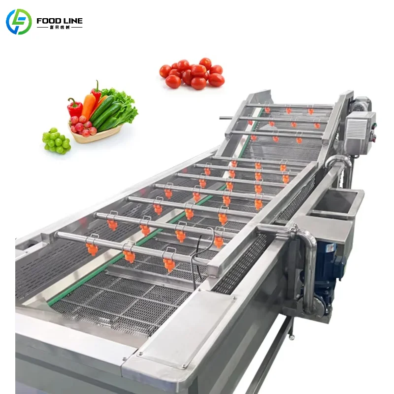 Customized Automatic Commercial Fruit Vegetable Washing Machine Bubble Washer with Filter Tank Food-Grade Stainless Steel