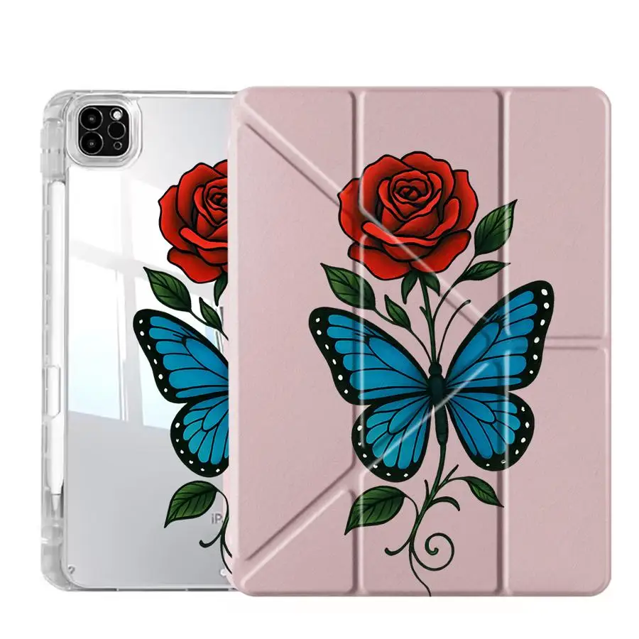 Sunflower Rose Butterfly Holder Cover Tablet Case For iPad Air 4 5 M3 M2 M4 11inch Pro 11th 10th 9th 8th 12 Mini 6 7 Pro 2025
