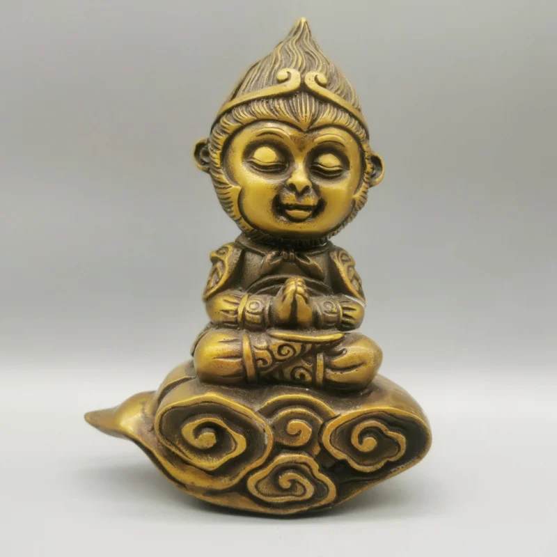 Antique Bronze Collection: Cute Exquisite Wukong Statue, Forming a Buddha Instantly After Subduing Demons, Authentic and in