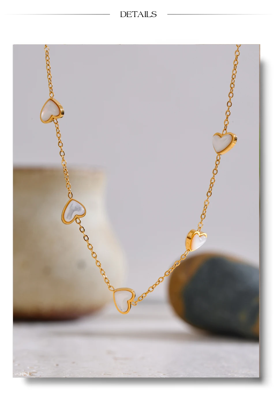 Yhpup Hochwertige doppelseitige Muschelkette Halskette Goldfarbe Edelstahl Exquisite Schlüsselbeinkette Schmuck Geschenk – Detail 11