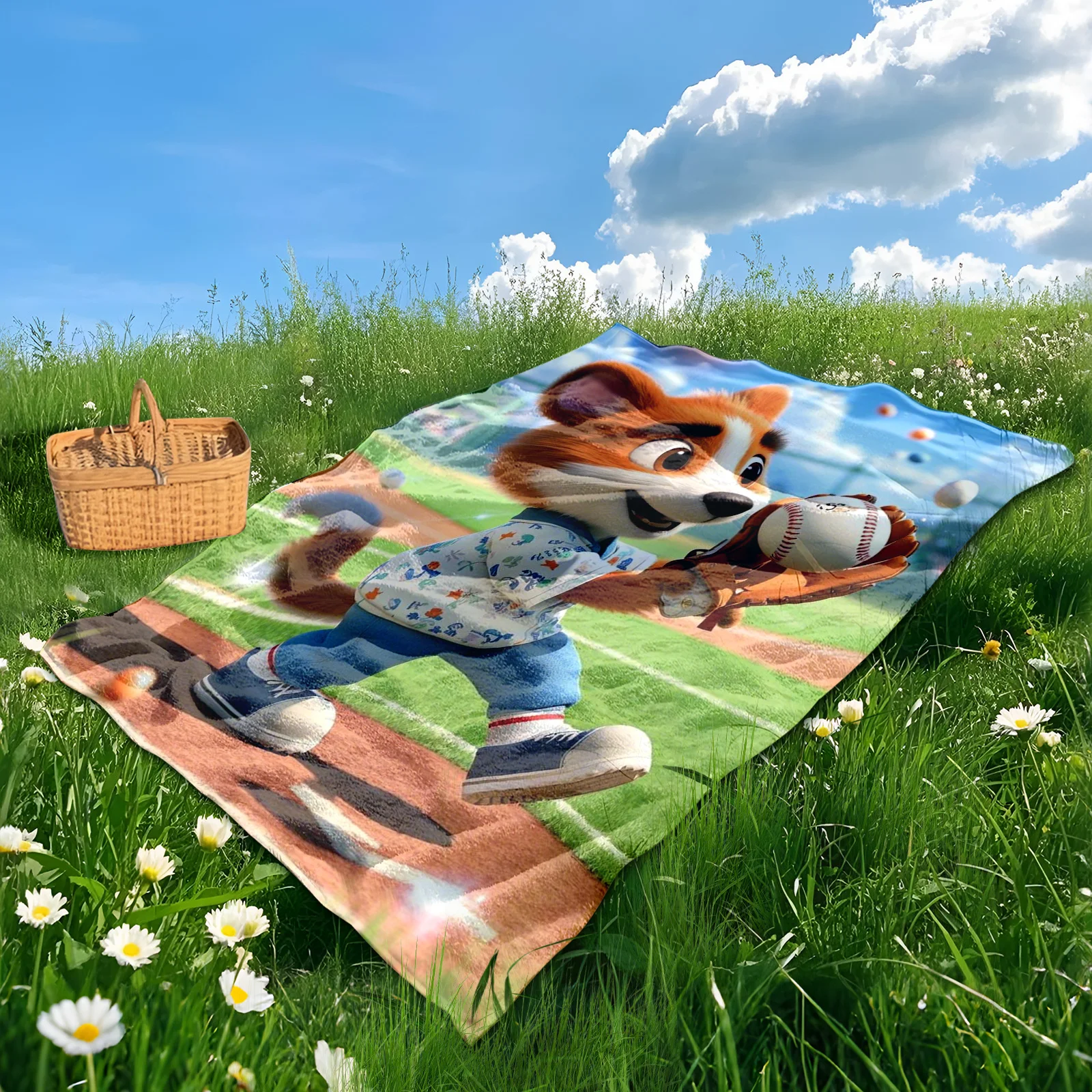 Baseball Pitch Animal Theme Game Day Outdoor Blanket For Picnics And Sports Events Playful And Durable Design For All Adventures