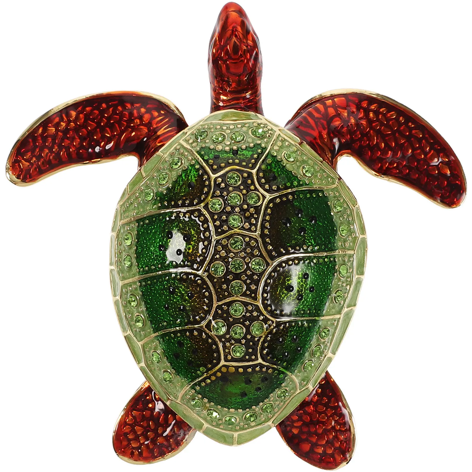 

Металлическая шкатулка для украшений в форме черепахи, маленькая коробка для хранения, органайзер для браслетов и колец со стразами, подставка для мелочей, аксессуары для декора дома, эмаль