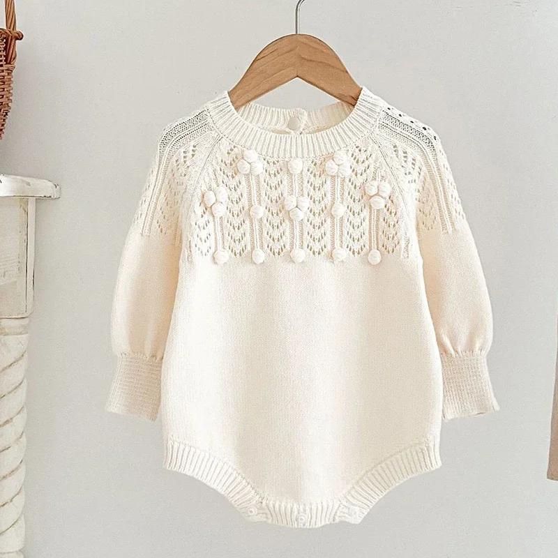 2024 New Autumn Infant Baby Girls Clothing Set Long Sleeved Knitted Cardigan+Jumpsuit Toddler Baby Girl Knitting Clothes Suit