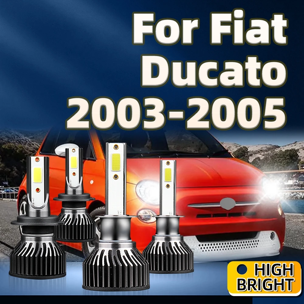 

4PCs LED Lamps Kit 6000K White H1 H7 Headlight 30000LM High Bright Auto Lights For Fiat Ducato 2003 2004 2005