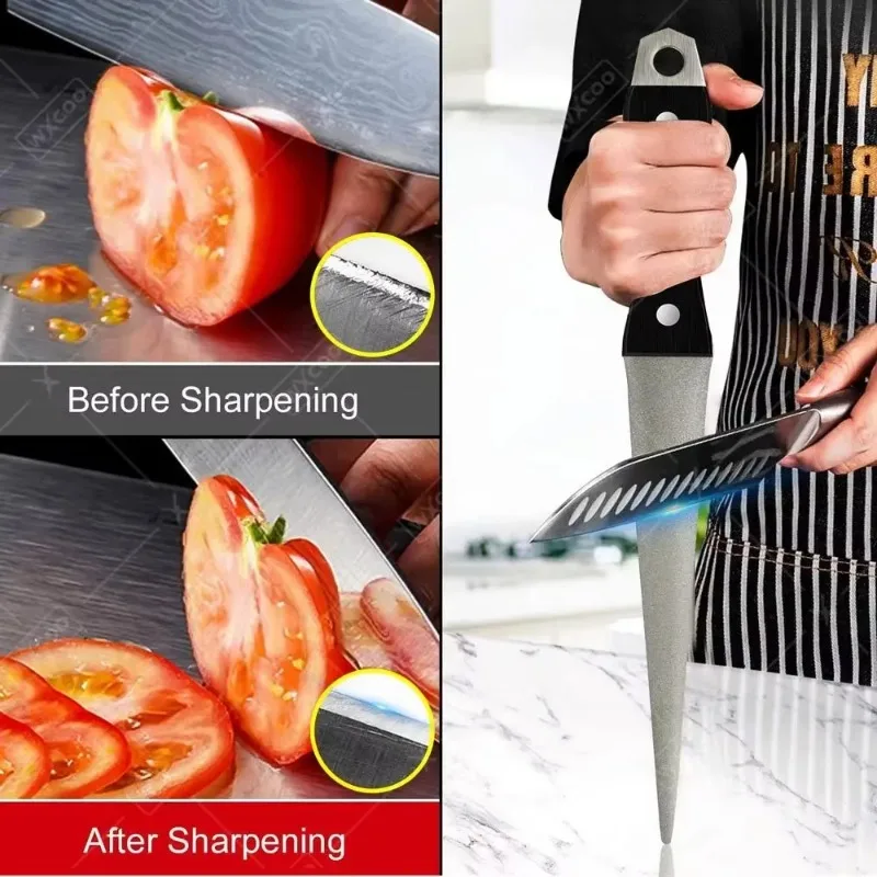 

Точилка для ножей, точильный камень, алмазная заточка ножей, хонинговальный стержень, кухонный шлифовальный инструмент, изогнутая поверхность для ножей, ножниц