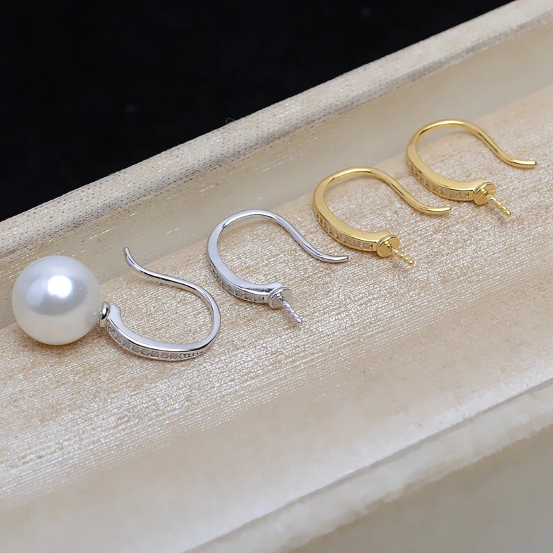 

Hot 925 Sterling Silver Earrings Base Findings Mountings Jewelry Mounts Fittings Women's Accessories for 8-12mm Size Pearls