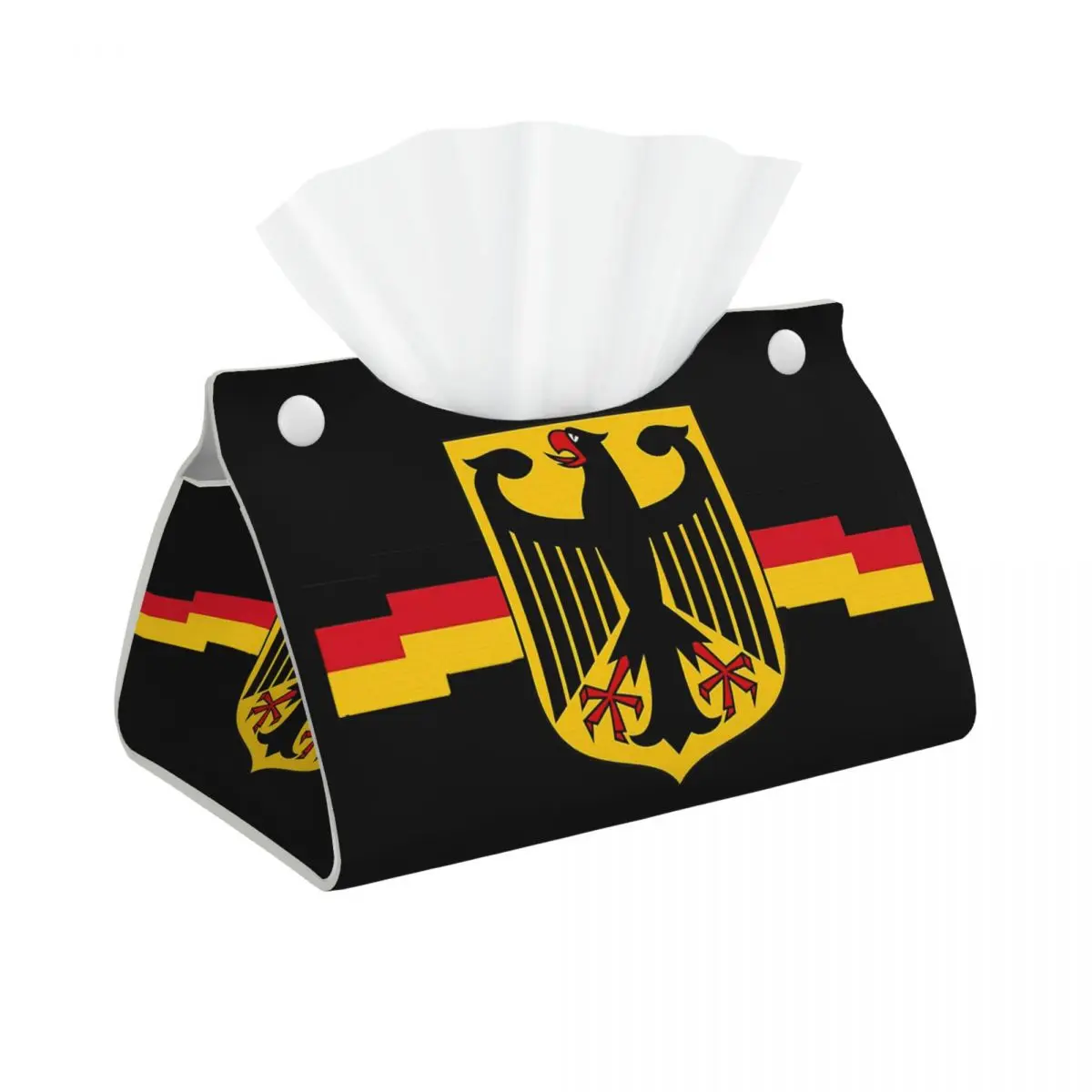 Custom German Eagle On Shield Tissue Box Cover Rectangular PU Leather Germany Flag Facial Tissues Holder for Bathroom