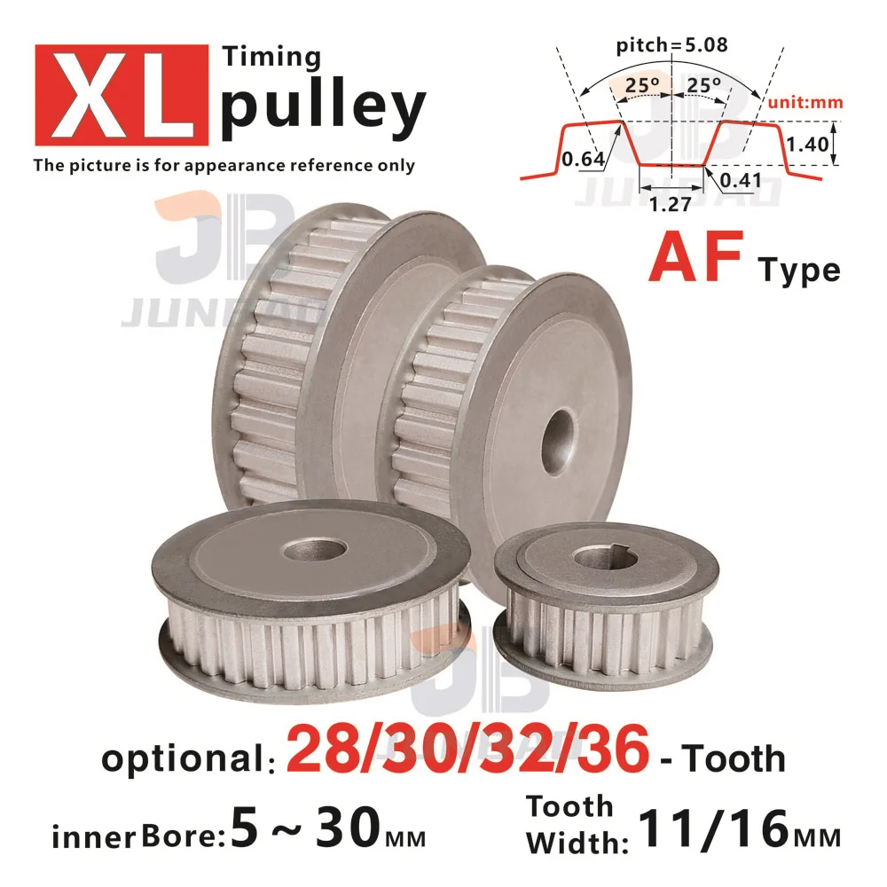 

28T/30T/32T/36T XL type timing pulleys, with high torque and low noise, for transmission systems such as DIY/CNC/3D printers