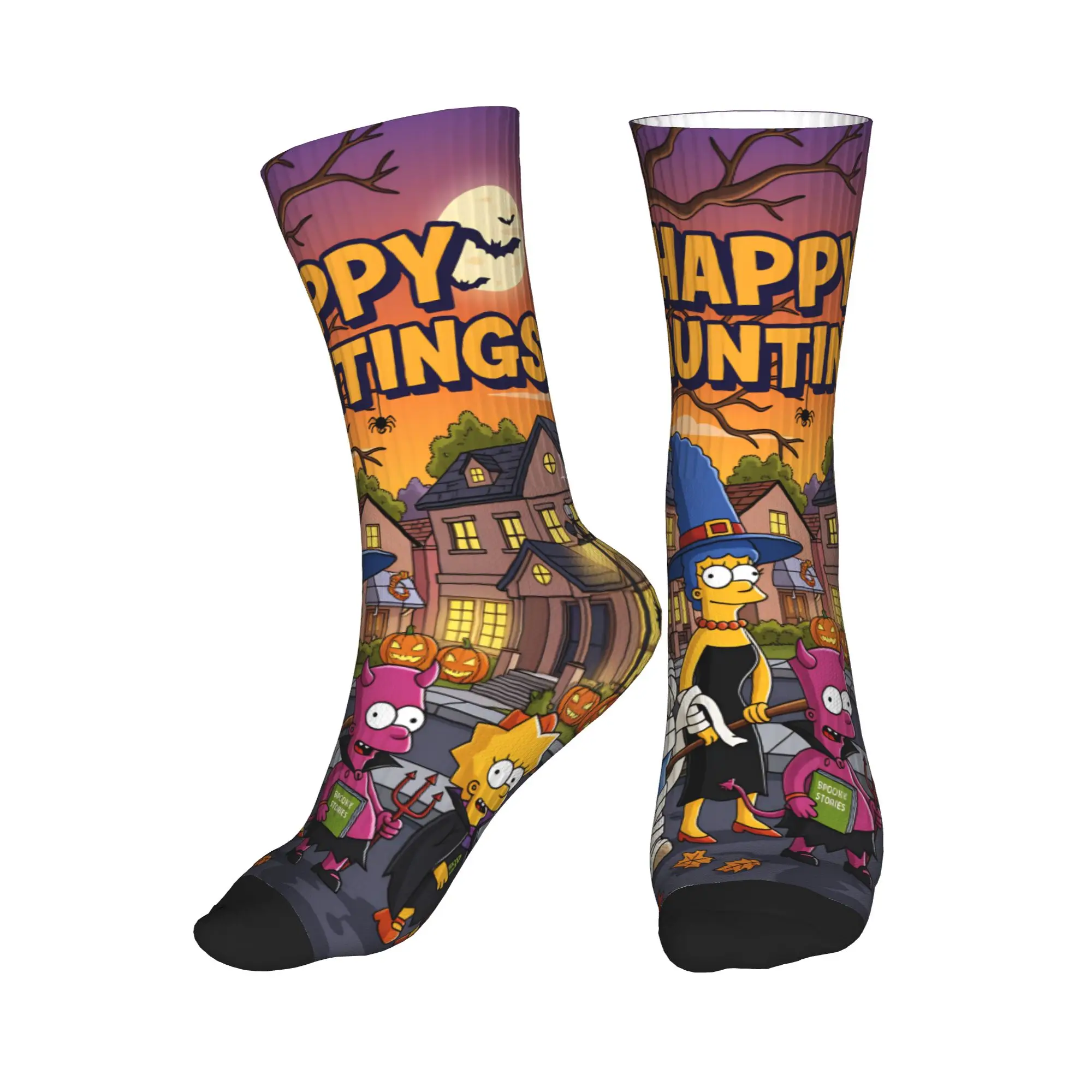

Funny S-Simpsons Happy Hauntings Halloween Scene Stockings Women Men Socks Soft Socks Autumn Outdoor Anti Sweat Graphic Socks