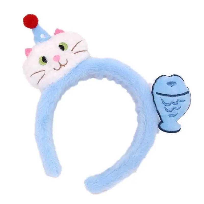 

A52E Childrens Elastic Hairband With Cartoon Cats Fish Pattern Lightweight Headbands